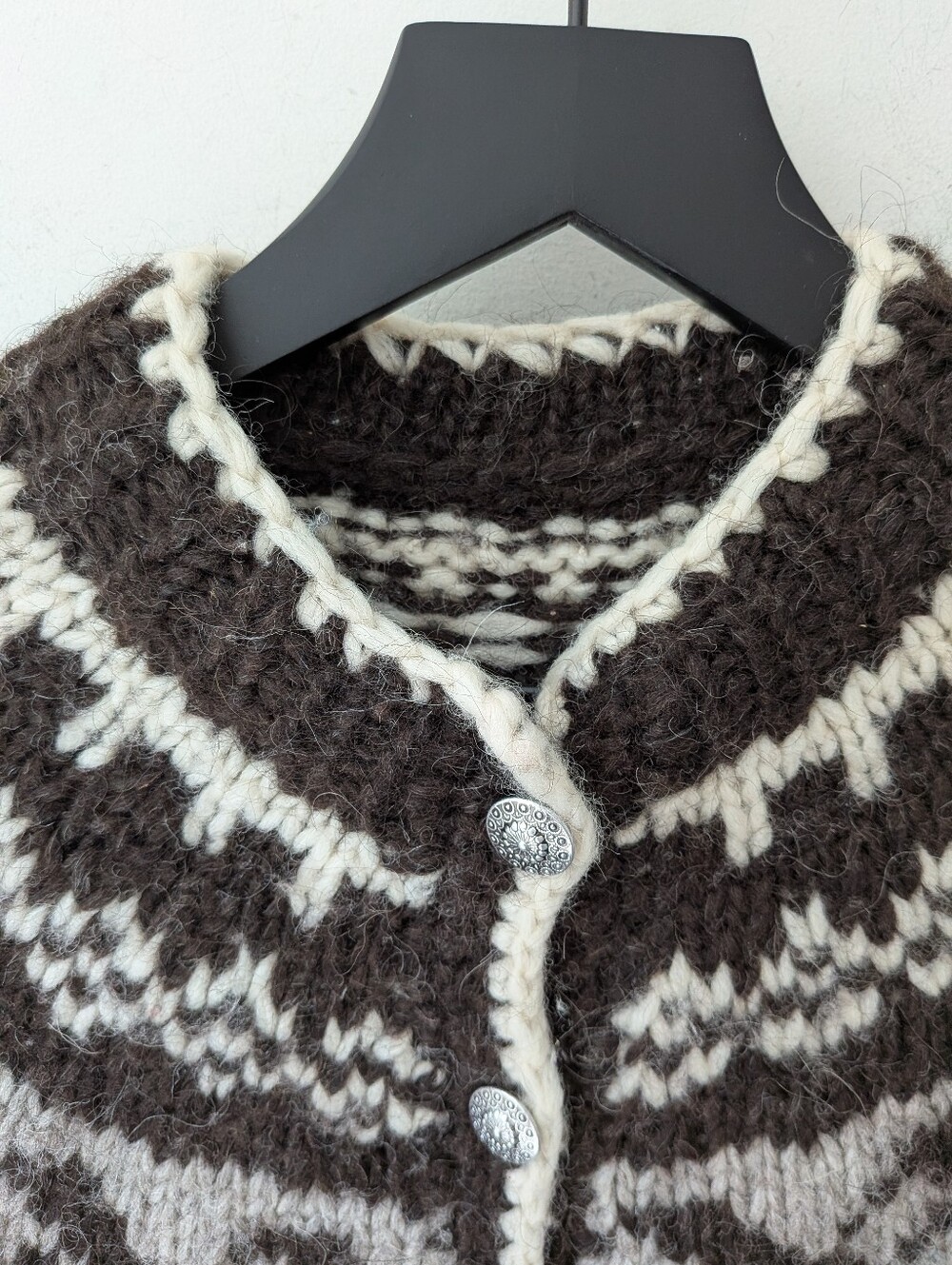 VTG Hand Knit Wool Fair Isle Cardigan Sweater Womens Small? - Picture 3 of 5